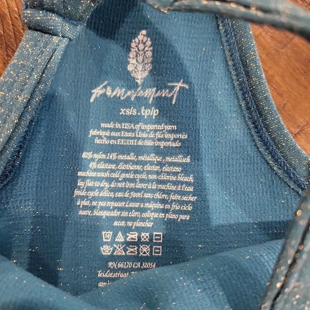 Free People Lurex Cropped Tank Blue XS/S
